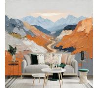 Custom Size Wall Sticker Mural， Oil Painting Landscape River Valley Mountains， SelfAdhesive Wall Art Decor for Office