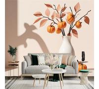 Custom Size Wall Sticker Mural，Orange Sunset Lake Pine Trees Landscape，Removable SelfAdhesive Wall Fabric Large Photo Wallpaper for Living Room Bedroom