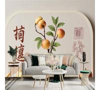 Custom Size Wall Sticker Mural， Still Life with Vase Branch and Apples Chinese Art， for wall Decoration， peelandstick wall Decals.