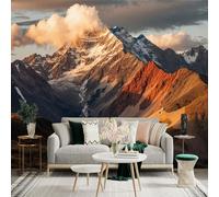 Custom Size Wall Sticker Mural，Sunset Mountain Landscape Snow Peak Clouds Rocky Slope，Removable SelfAdhesive Wall Fabric Large Photo Wallpaper for Living Room Bedroom