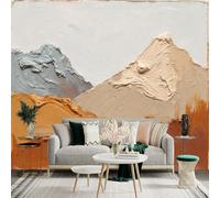 Custom Size Wall Sticker Mural， Textured Mountains and Earth Tones， Abstract Landscape， SelfAdhesive Wall Art Decor for Office