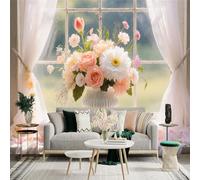 Custom Size Wall Sticker Mural，Two Deer in Autumn Forest Orange Leaves，Removable SelfAdhesive Wall Fabric Large Photo Wallpaper for Living Room Bedroom