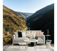 Custom Size Wall Sticker Mural， Winding River Through Mountain Valley， Natural Scenic Landscape， Majestic Highland Scenery， for wall Decoration， peelandstick wall Decals.