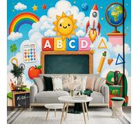 Custom Size Wall Sticker Murals ABC Learning Blocks Playful Scene Removable Self-Adhesive Large Photo Wallpaper for Living Room, Bedroom and Office