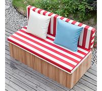 Custom Size Waterproof Bench Cushion,Outdoor Garden Striped Furniture Cushion - Fade Resistant Weatherproof, Thickened Foam Bench Pad,Patio Seat Cushion Furniture Refurbishment(Red White Stripes)