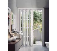 Custom Size White Aluminum Acrylic Concertina Door Roll-Up Room Divider for Laundry Bathroom & Hallway 68x80in (172.7x203.2cm) - Temporary Privacy Solution