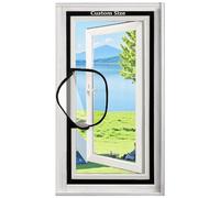 Custom Size Window Fly Screen, Self-Adhesive Insect Mesh Mosquito Curtain, Universal Semi-Transparent Balcony Netting, Cat Protection Net with Zip,
