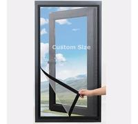 Custom Size Window Fly Screen, Window Screen Mesh with Double Zip Opening, Self-Adhesive Anti Insect Mosquito Netting, Cat Safety Guard Mesh Protection Net