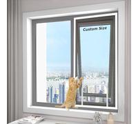 Custom Size Window Protection for Cats, Self-Adhesive Cat Window Screen Safety Net, Anti Bug Fly Screen Netting, Balcony Window Patio Guard Mesh with Zipper