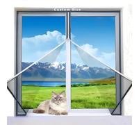 Custom Size Window Screen, Cat Bird Isolation Window Mesh, Custom Self-Adhesive Netting with Zipper, Fly Screen Mosquito Netting for Balcony & Window