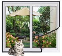 Custom Size Window Screen Mosquito Netting,Cat Protection Net with Zipper,Self-Adhesive Insect Mesh Curtain Bug Bee Protector,Easy Installation