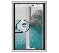 Custom Size Window Screen,Self-Adhesive Cat Safety Net,Mosquito Fly Netting Bug Bee Protector,Semi-Transparent Net for Balcony Window,Double Zip