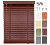 Custom Size Wood Blinds for Indoor Windows, Cordless Wooden Blinds | 2 Inch Blackout Horizontal Wooden Venetian Blinds & Shades for Home Bedroom, Kitchen, Bathroom, Office Windows, 20+Colors