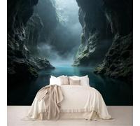 Custom Sized Murals Mystic Cave River Valley Scenery Removable Self-Adhesive Wallpaper for Bedroom Living Room Dining Room