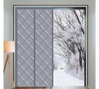 Custom Sizes Magnetic Thermal Curtain, Winter Insulated Windproof Soundproof Heavy Oxford Curtain for French Doors/Sliding Glass Doors (Gray,120x210cm)