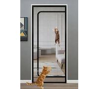 Custom Sizes Screen Door for Living Room/Bedroom/Patio, Cat Protection Pets Proof Anti-Tearing Reinforced Fiberglass Mesh Insect Fly Screen Door with Zipper (Black)