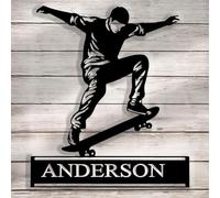 Custom Skateboard Metal Wall Sign | Personalized Skateboard Name Art | Stylish Room & Garage Decor | Unique Gift for Skaters & Teenagers | 8 to 24 Inches