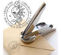 Custom Skull Book Embosser Stamp - Personalized Library Seal for Halloween, Gothic Wedding Favors, Napkins, Invitations & Stationery - Gift for Readers, Collectors, Couples