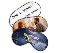 Custom Sleep Eye Mask with Photo Text Funny Eye Mask with Adjustable Straps Soft Eye Mask for Night Sleep, Travel, Afternoon Nap Personalised Gifts for Your Love Family Friend