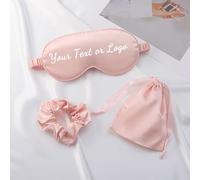 Custom Sleep Mask, Personal Silk Eye Cover Eye Sleep Shade Cover Soft Satin Blindfold Elastic Strap Night Eyeshade Travel Nap for Women, Party Gift Ideas （18 Colors to Choose） (Gold Pink)