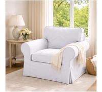 Custom Slipcover Replacement The Dense Cotton Ektorp Chair Cover Replacement is Made to Measure for IKEA Ektorp Armchair Cover, One Seat Sofa Slipcover Replacement White