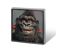 Custom Smiling Gorilla Photo Lapel Pin Aluminum Alloy Button Badge Personalized Exquisite Brooch Classic Mini Pin 0.7" X 0.7" Inch for Backpacks Hat Suit Jacket Clothing Decoration