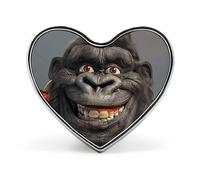 Custom Smiling Gorilla Photo Lapel Pin Aluminum Alloy Button Badge Personalized Heart Exquisite Brooch Classic Mini Pin for Backpacks Hat Suit Jacket Decoration