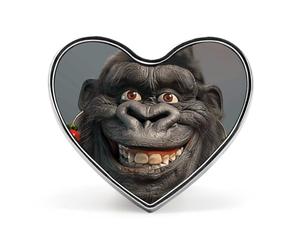 Custom Smiling Gorilla Photo Lapel Pin Aluminum Alloy Button Badge Personalized Heart Exquisite Brooch Classic Mini Pin for Backpacks Hat Suit Jacket Decoration