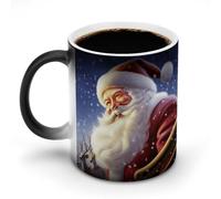 Custom Smiling Santa Claus Magic Color Changing Mug 11 Oz Heat Sensitive Ceramic Coffee Cup Black Mug Reveals Fun Secret Design with Heat Christmas Birthday Gift Idea for Coffee Lovers