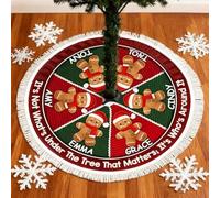 Custom Snowman Tree Skirt, It's Not What Under The Tree That Matter, Personalized Trees Skirt,Personalized Names Christmas Birthday Gifts for Mom, Dad, Brother, Sister,Kids,Christmas Decoration (Red)