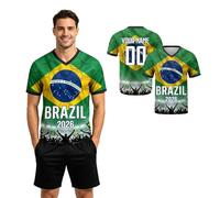 Custom Soccer Jersey,Personalized National Football Jersey with Name/Number,Personalized Flag Jersey Gift for Men Women Youth (Bra-ZIL)