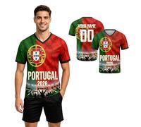 Custom Soccer Jersey,Personalized National Football Jersey with Name/Number,Personalized Flag Jersey Gift for Men Women Youth (Por-tugal)