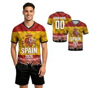 Custom Soccer Jersey,Personalized National Football Jersey with Name/Number,Personalized Flag Jersey Gift for Men Women Youth (Sp-ain)