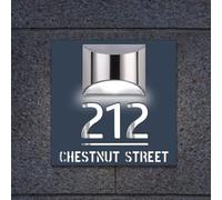 Custom Solar House Numbers Outdoor Solar Address Plaque Street Name LED Light Up for House (Square)