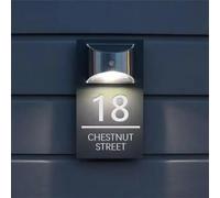 Custom Solar House Sign, Personalised House Number with Solar Light, Personalized Solar House Number Sign, Custom Outdoor Home Numbers Street Name LED Modern House Signs for Home/Yard (Silver)
