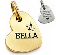 Custom Solid Brass Pet ID Tag - 2mm Extra Thick Irregular Heart Dog Tag - Industrial Deep Laser Engraving UK - Heavy Duty, Rustproof & Fully Personalized - Fast UK Shipping