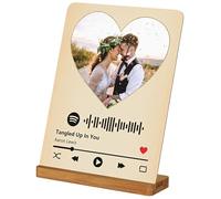 Custom Song Photo Plaque - Personalised Music Style Picture Frame with Stand - Upload Your Image & Song - Romantic Gift for Couples, Wedding, Anniversary, Birthday