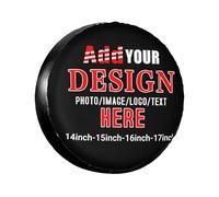 Custom Spare Tire Cover, Add Your Photo Text Design Dust-Proof Universal Wheel Tire Protector Personalized Waterproof Tire Cover with Nylon Rope Carabiner Customized Heavy Duty Wheel Cover (17 inch)