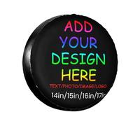 Custom Spare Tire Covers Add Your Own Design Personalised Waterproof Dust-Proof Universal Wheel Tire Protectors Fits Tire for Trailer RV SUV and Many Vehicle(14 inch)