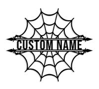 Custom Spider Metal Sign,Personalized Halloween Wall Art,Gothic Spider Web Home Decor,Spooky House Number Address Sign (Style-A)