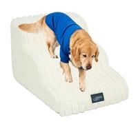 Custom Sponge Multi-Step Pet Stairs, Non-Slip Bottom - Pet Ramp Steps for Beds, Couches to Assist Easy Climbing. (Two-layer,white)