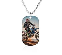 Custom Sport Motorcycle Motocross Dog Tag Necklace 23.6" Chain Personalized Photo Pendant for Men Women Stainless Steel Memorial Picture Couple Necklace Jewelry Keepsake Bereavement Sympathy Gifts