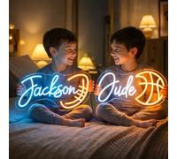 Custom Sport Name Neon Sign, Personalized Name with Football Basketball Soccer Baseball Neon Icon, Custom Two Tone Sport Light Signs for Kids Bedroom Man Cave Gift for Football Basketball Sports Fans