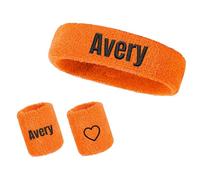 Custom Sports Headband and Wristbands Set, Personalised Embroidered Sweat Wicking Wrist Sweatband with Name and Pattern, 3 Piece Cotton Workout Accessory, Gift for Runner Gym Fitness Athlete