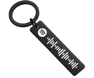 Custom Spotify Code Keyring - Personalized Music Keyring with Engraved Song Code - Unique Gift for Him, Her or Couples - Premium Stainless Steel Keepsake (Black)
