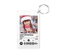 Custom Spotify Keychain with Picture, Custom Scannable Spotify Music Song Code Keychain, Personalized Spotify Keyring, Photo Plaque Acrylic Song Album Photo Gift for Friends/Lover