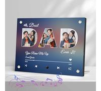 Custom Spotify Plaque Music Picture Frame That Plays Songs, Personalised Gifts for Dad from Daughter Son Kids, Customised Music Photo Frame Gift Best Dad Ever Gifts for Father's Day Christmas Birthday