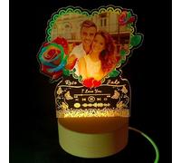 Custom Spotify Plaque, Personalized Night Light with Photo, Couple Christmas Gifts for Girlfriend Boyfriend, Acrylic Picture Frame Gifts for Him Her, Customized Presents for Birthday Valentines Day