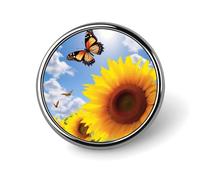 Custom Spring Sunflower Butterfly Lapel Pin Aluminum Alloy Button Badge Personalized Exquisite Brooch Classic Mini Pin 1 Inch for Backpacks Hat Suit Jacket Clothing Decoration