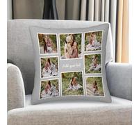 Custom Square Pillow Case, Personalized Photo Collage Cushion Cover with Text for Friends, Family, Couples on Birthday, Christmas